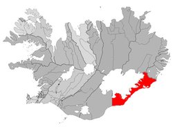 Location of the Municipality of Sveitarfélagið Hornafjörður