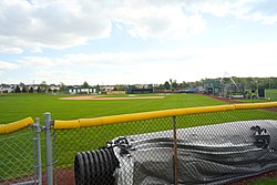 Mastodon Field diamond from over the outfield fence during the off-season