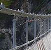 Closeup of the Drac bridge, showing stabilizing cables