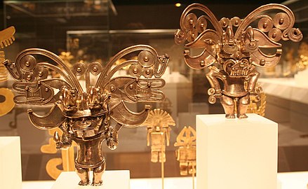 Tairona figure pendants in gold.