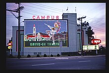 Historic Campus Drive-In Theater at intersection with College Avenue, 6000 Block