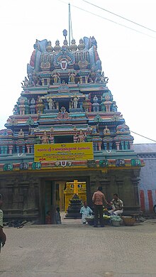 The three tiered Raja Gopuram of Ulagalantha Perumal Temple