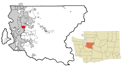 Location of Newcastle in King County and Washington