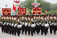The drummers of the school during the 2017 Minsk Independence Day Parade.