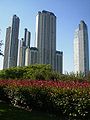 El Faro Towers (right), with several other highrise skyscrapers such as the Château Tower (foreground) and the Mulieris towers (left).