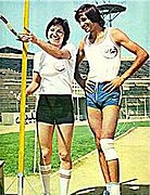 Maryam Sedarati and Teymour Ghiasi in 1973 during a practice in the Amjadieh Stadium