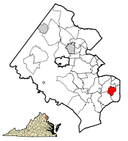 Location of Hybla Valley in Fairfax County, Virginia
