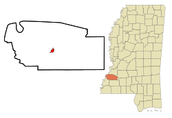 Location of Fayette, Mississippi