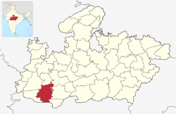 Location of Khargone district in Madhya Pradesh