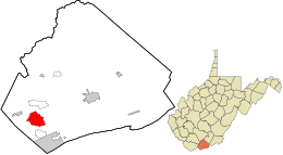 Location in Mercer County and the state of West Virginia.