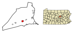 Location of Mifflinburg in Union County, Pennsylvania.