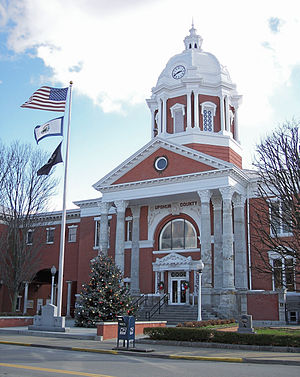 The Upshur County Courthouse, designed by architect Harrison Albright[1] pictured in Buckhannon in 2006