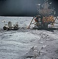 Image 60Apollo 16 LEM Orion, the Lunar Roving Vehicle and astronaut John Young (1972) (from Space exploration)