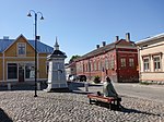 A square and cobblestone streets in Old Rauma