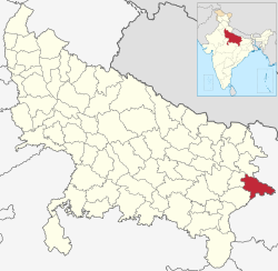Location of Ballia district in Uttar Pradesh
