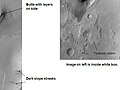 Tikhonravov crater floor in Arabia quadrangle. Click on image to see dark slope streaks and layers.