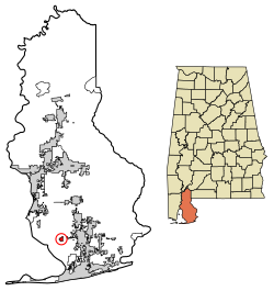 Location of Magnolia Springs in Baldwin County, Alabama.