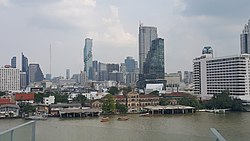 Skyline of Bang Rak, from across the Chao Phraya River