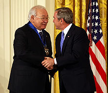 Momaday receiving the National Medal of Arts from George W. Bush, 2007