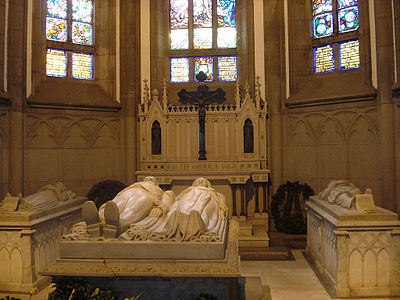 The tombs of Emperor Pedro II and other members of the imperial family in the Imperial Mausoleum (Cathedral of Petrópolis)