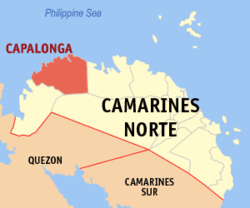 Map of Camarines Norte with Capalonga highlighted
