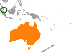 Map indicating locations of Singapore and Australia
