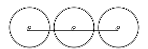 Diagram of three wheels, all coupled together with a coupling rod