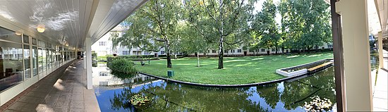 Panorama of the courtyard at University House