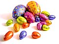 They were laid by a chocolate bunny. Go on, take them! :P _-M o P-_ 04:09, 16 April 2006 (UTC)
