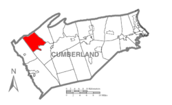 Map of Cumberland County, Pennsylvania highlighting Upper Mifflin Township