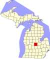 State map highlighting Gratiot County