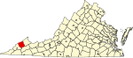 State map highlighting Dickenson County