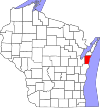 State map highlighting Kewaunee County