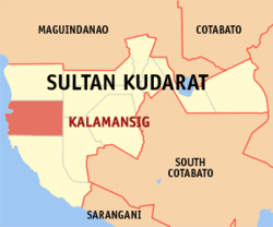 Map of Sultan Kudarat with Kalamansig highlighted