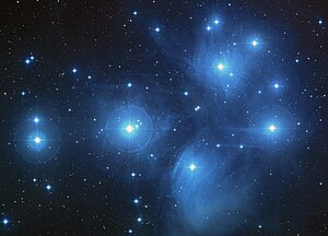 Color-composite image of the Pleiades from the Digitized Sky Survey
