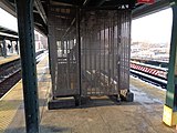 A closed staircase to the former station house at Eastern Parkway