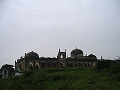 View of the mosque, in monsoon, covered with seasonal grass.
