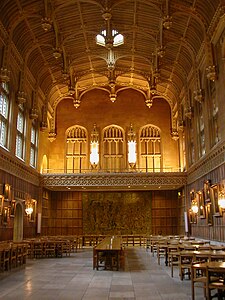 Dining Hall of King's College, Cambridge, with a hammerbeam roof