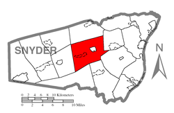Map of Snyder County, Pennsylvania highlighting Franklin Township