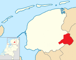 Position of Ooststellingwerf in a map of Friesland