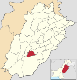 Map of Punjab with Lodhran District highlighted
