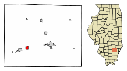 Location of Sims in Wayne County, Illinois.