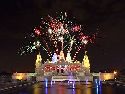 Diwali firework celebrations at the mandir[25]