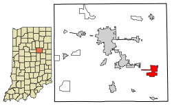 Location of Upland in Grant County, Indiana.