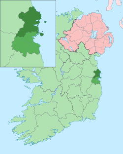 Fingal (dark green) shown within County Dublin (light green) and within Ireland (lighter green)