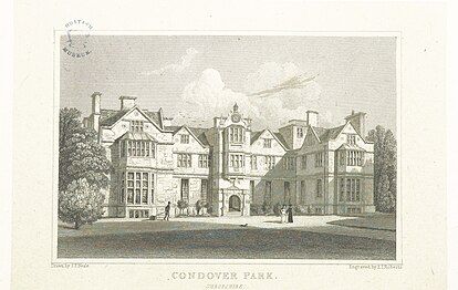 Condover Hall, engraving by E.I. Roberts after J.P. Neale