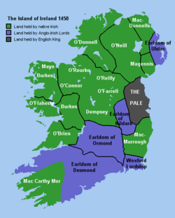 Iar Connacht c. 1450, marked on the map as O'Flaherty.