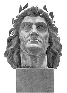 The roughly 50-year-old Matthias in the style of Constantine the Great (contemporary sculpture from Buda Castle)