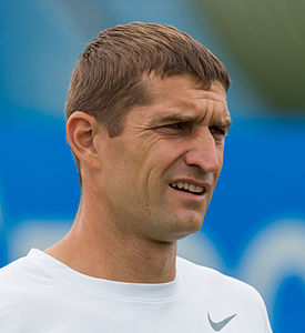 Max Mirnyi during practice at the Queens Club Aegon Championships in London, England.