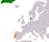 Location map for Denmark and Portugal.